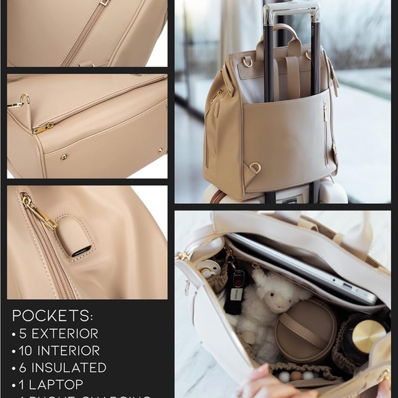 Leather Diaper Bag Backpack The Sophia Diaper Bag Collection - Picture 2 of 10